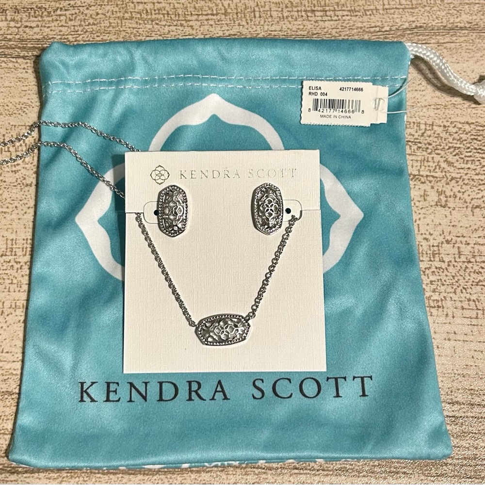 Kendra Scott Elisa Silver Filigree Necklace & Earrings